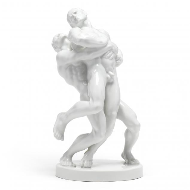 herend-porcelain-sculpture-of-olympic-wrestlers