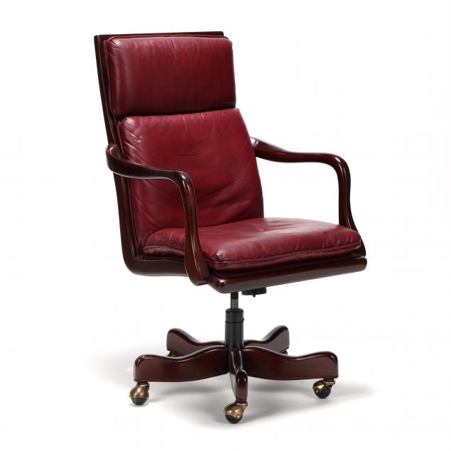 Hancock Moore Queen Anne Style Leather Office Chair Lot 344