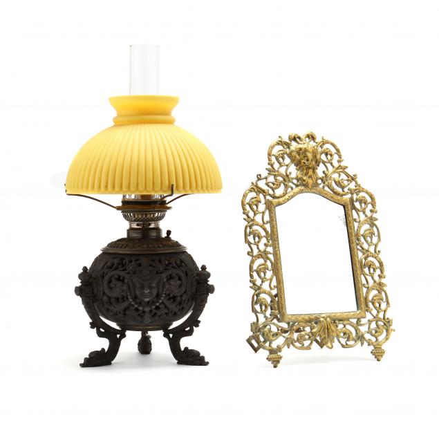renaissance-revival-mirror-and-oil-lamp