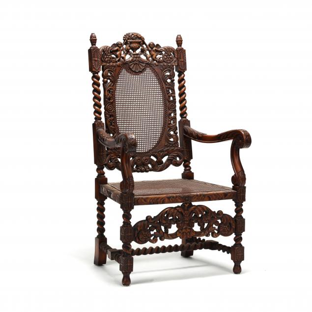 flemish-style-carved-walnut-hall-chair