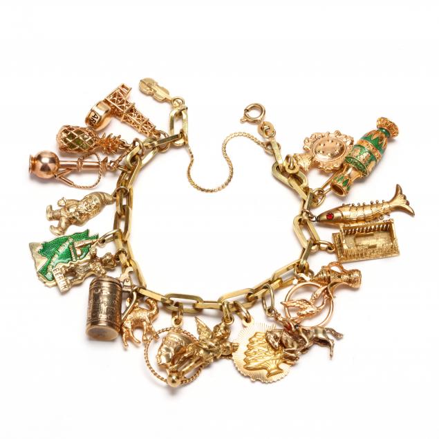 gold-charm-bracelet-with-19-attached-charms
