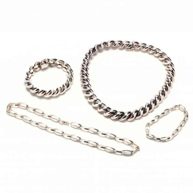 two-sterling-silver-necklace-and-bracelet-sets