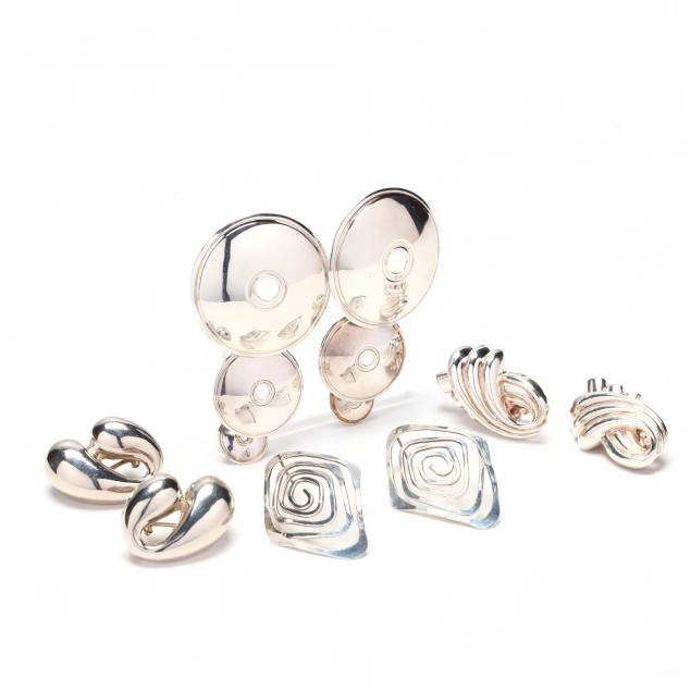 four-pairs-silver-earrings