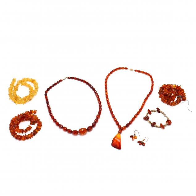 group-of-amber-bead-jewelry