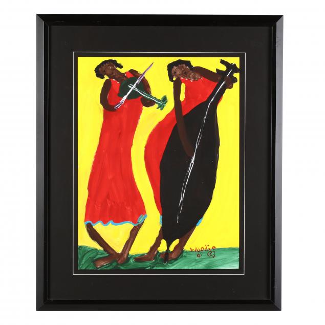 folk-art-painting-woodie-long-fl-alabama-1942-2009-the-duet