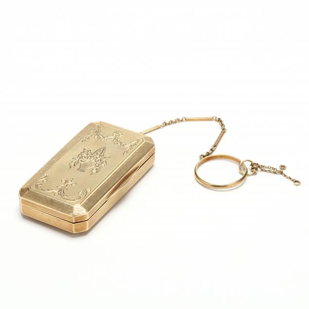 lady-s-vintage-14kt-gold-compact-with-chain-and-finger-ring