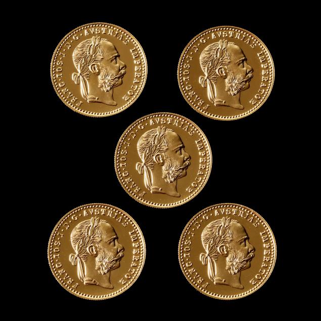 austria-lot-of-five-gold-trade-ducats-1915-proof-restrikes