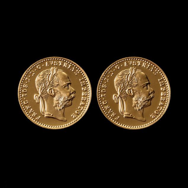 austria-lot-of-two-gold-trade-ducats-1915-proof-restrikes