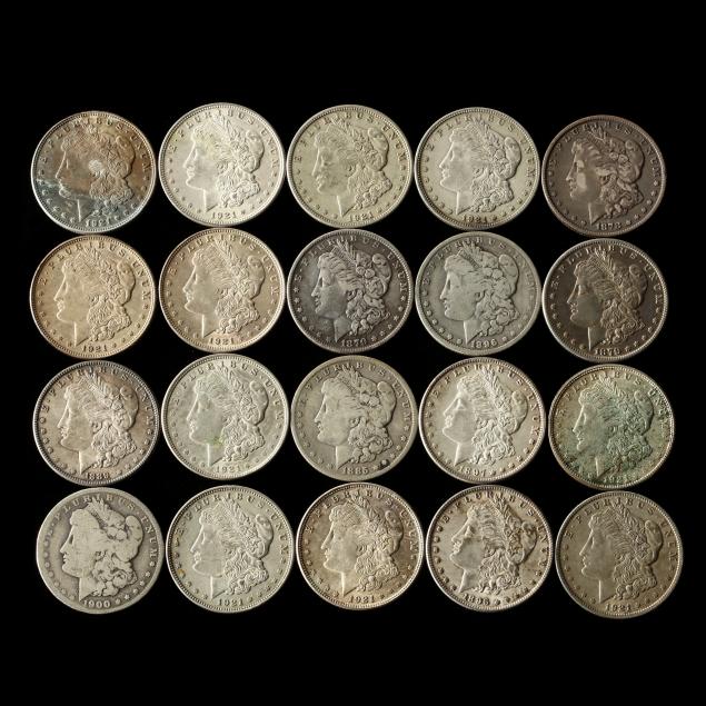 twenty-circulated-morgan-silver-dollars