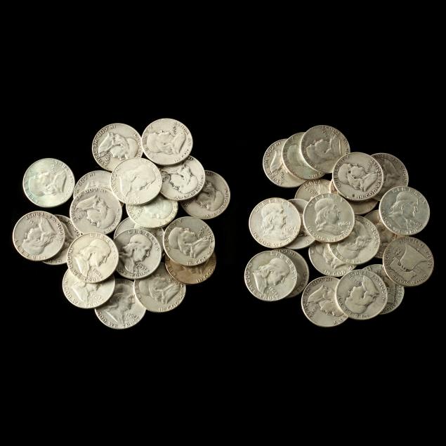 two-rolls-of-circulated-franklin-halves