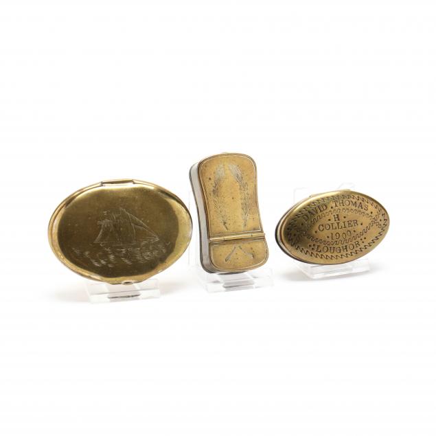 three-antique-brass-snuff-boxes