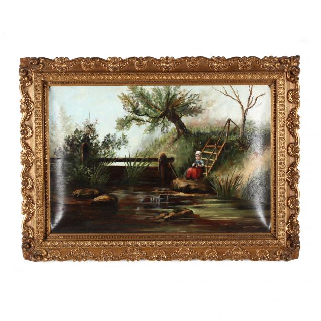 a-victorian-painting-of-a-child-by-a-river-bank