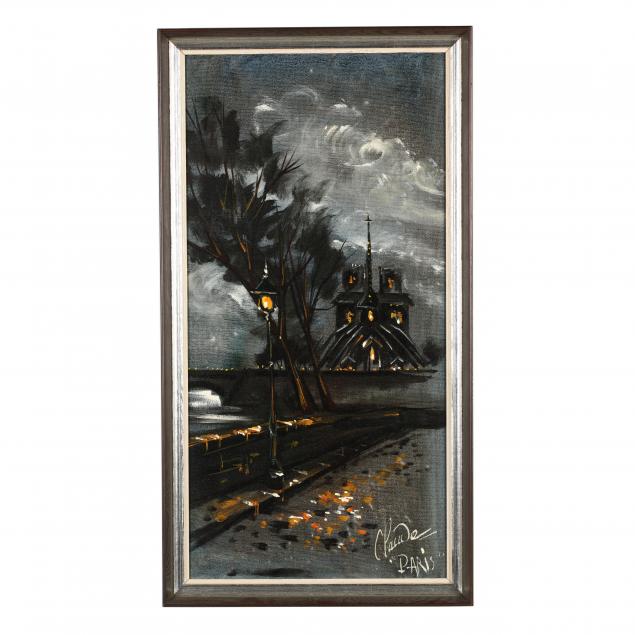 a-vintage-painting-of-notre-dame-de-paris-at-night-signed-claude