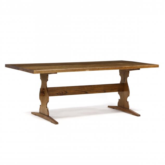 bob-trotman-custom-oak-trestle-base-dining-table