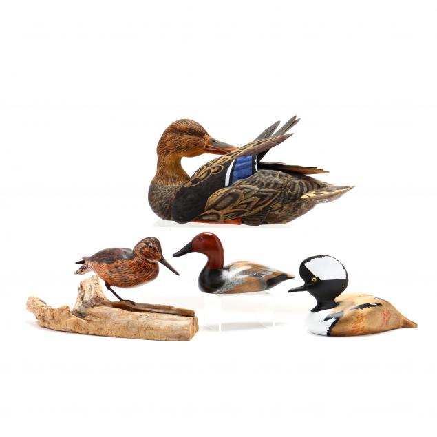 four-carved-and-painted-decoys