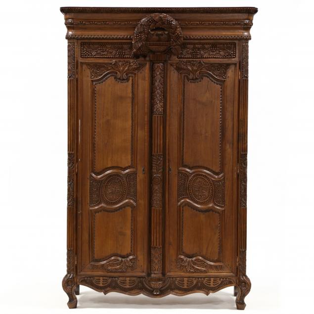 french-provincial-style-carved-mahogany-armoire