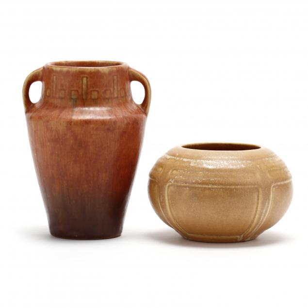 two-pieces-of-roseville-arts-and-crafts-pottery