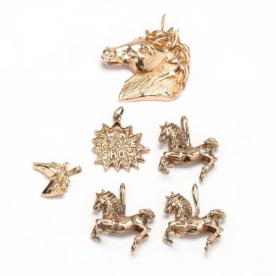 gold-equestrian-theme-charms-and-pendant