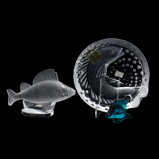 three-pieces-of-lalique-fish-themed-crystal