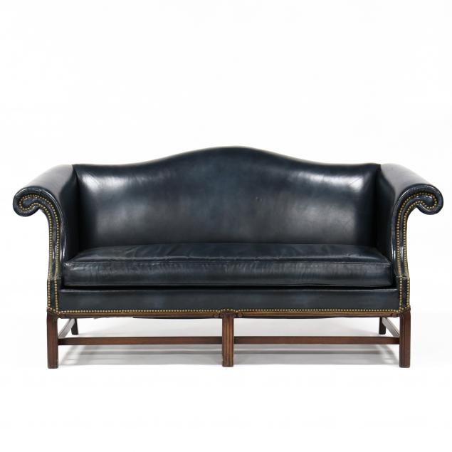 hickory-chair-co-leather-upholstered-chippendale-style-sofa