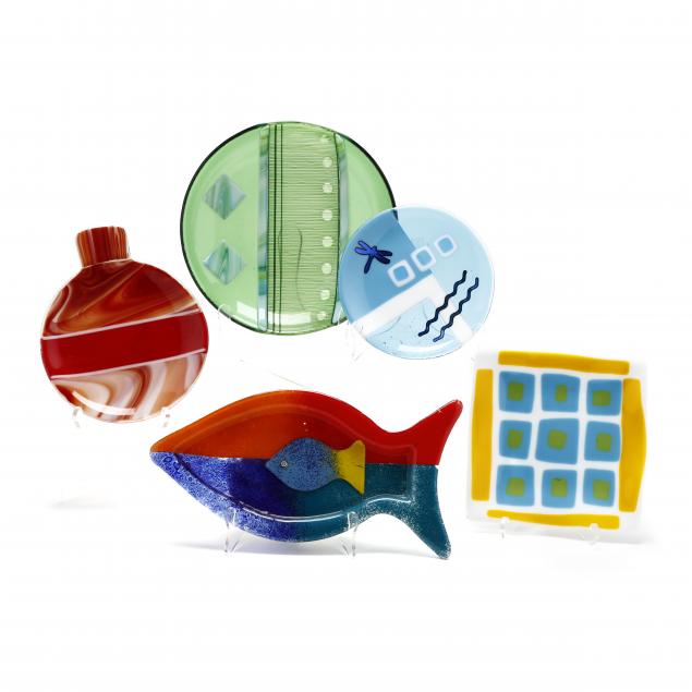 five-pieces-of-modern-fused-art-glass
