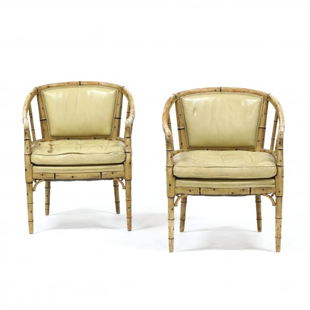 pair-of-faux-bamboo-leather-upholstered-club-chairs