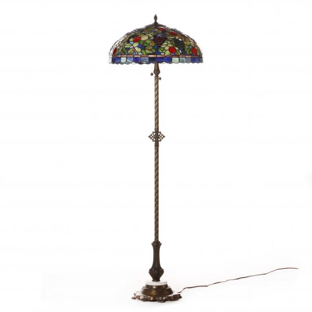 Contemporary Fruit Pattern Stained, Stained Glass Floor Lamp