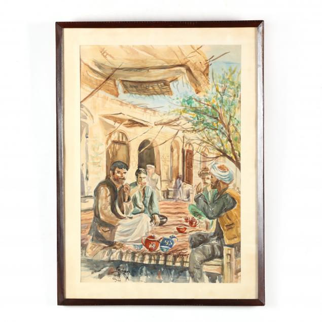 a-vintage-middle-eastern-school-watercolor-of-men-drinking-tea
