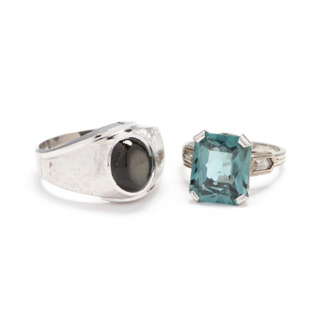 two-14kt-white-gold-and-gemstone-rings