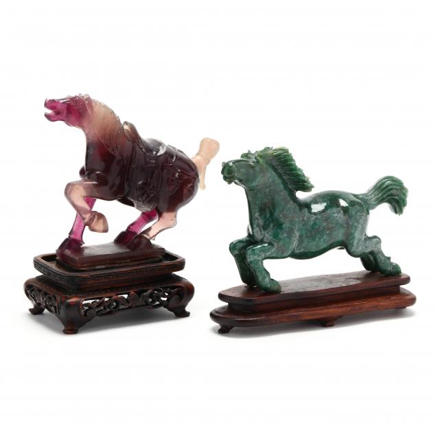 two-chinese-carved-stone-horses