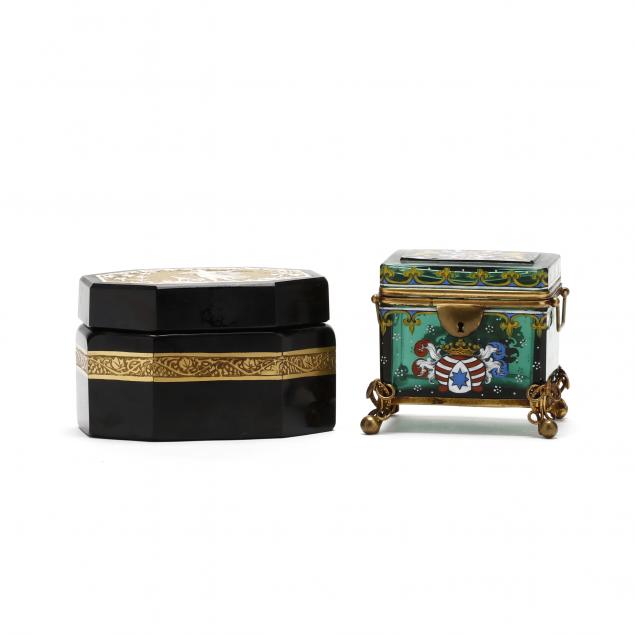 two-antique-enameled-glass-jewelry-boxes