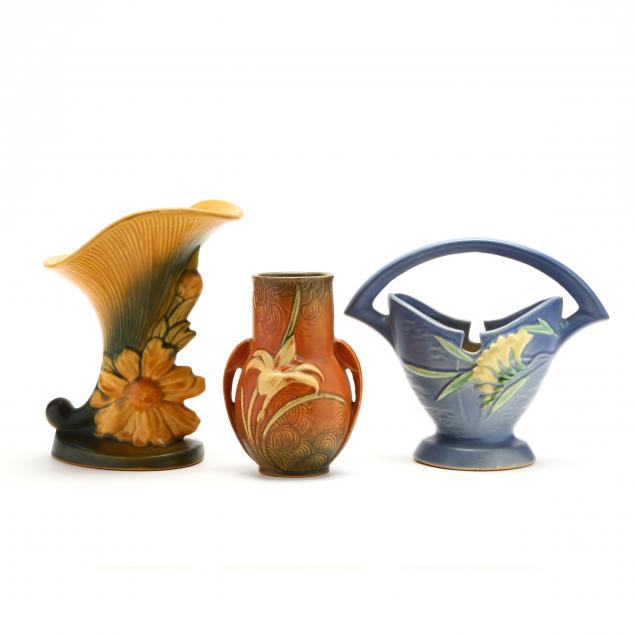 three-pieces-of-roseville-art-pottery