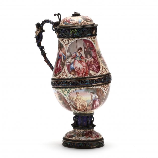 a-viennese-silver-silver-gilt-enamel-lidded-tankard-mark-of-hermann-bohm