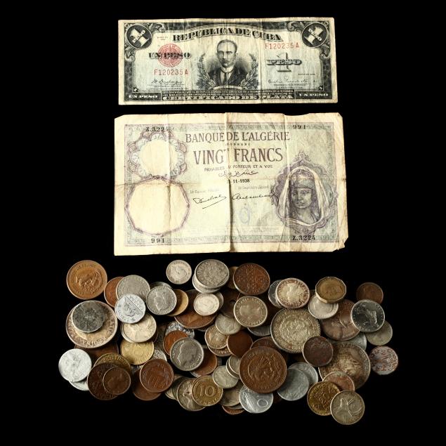 over-90-circulated-world-coins-and-two-notes-mostly-20th-century