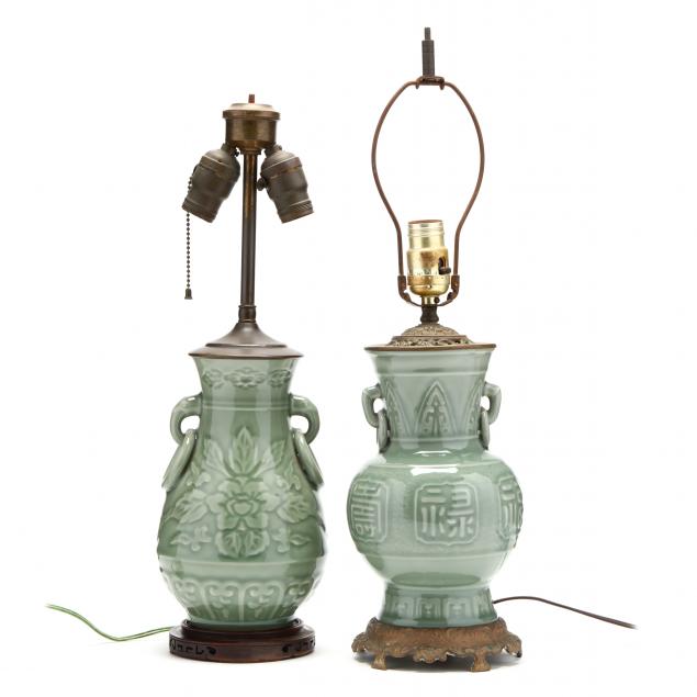 two-chinese-celadon-table-lamps