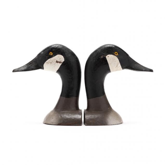 a-pair-of-vintage-cast-iron-goose-head-bookends