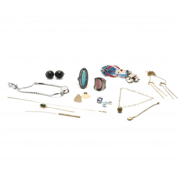 a-collection-of-jewelry-three-silver-and-gem-set-jewelry-items