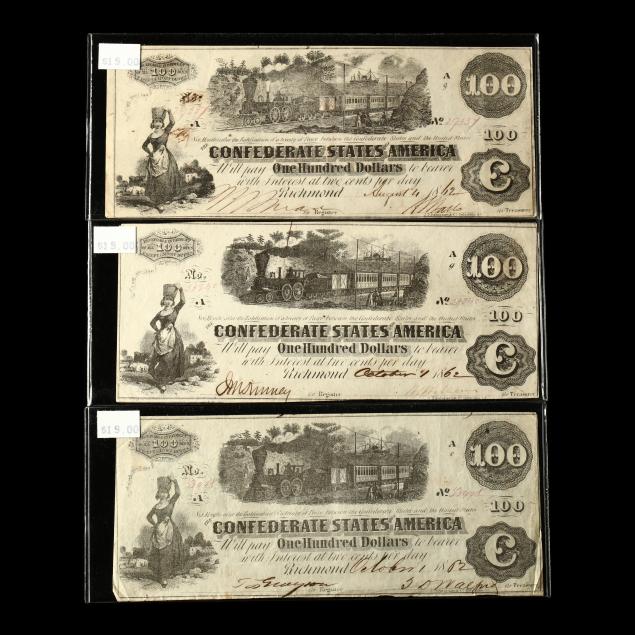 three-confederate-t-40-100-notes-with-1862-dates
