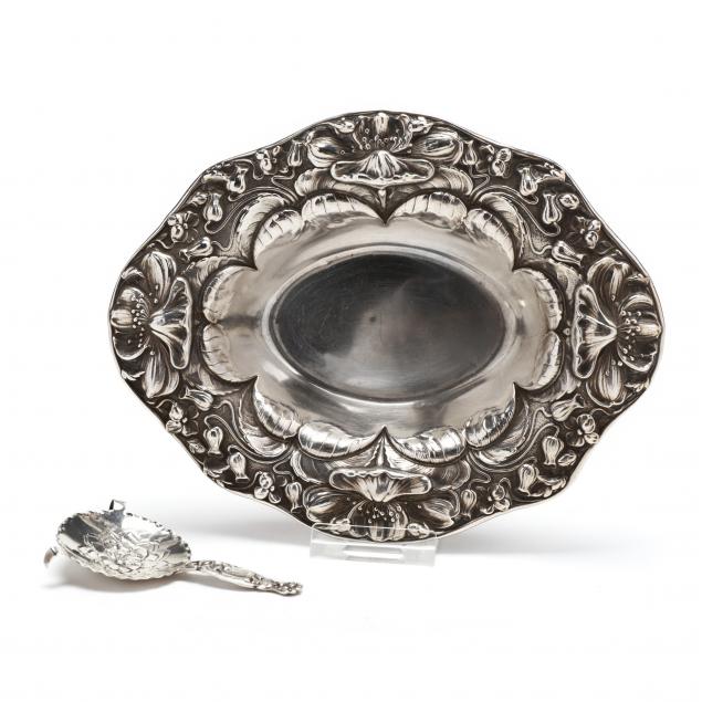 an-art-nouveau-sterling-silver-bowl-and-brandy-warming-spoon