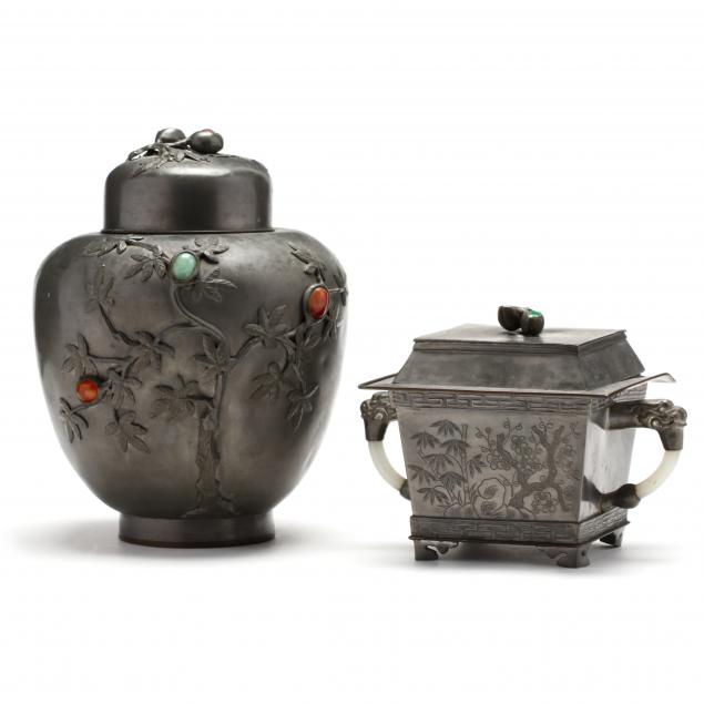 two-antique-chinese-pewter-covered-vessels