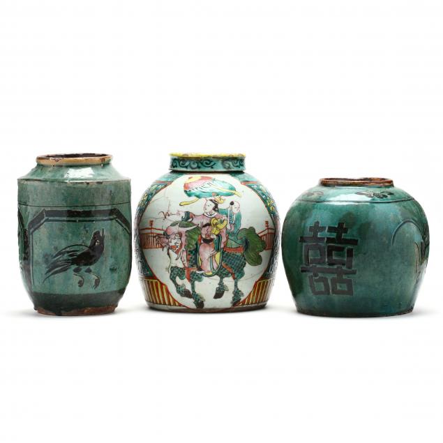 two-chinese-blue-green-jars-and-a-covered-ginger-jar-in-famille-verte