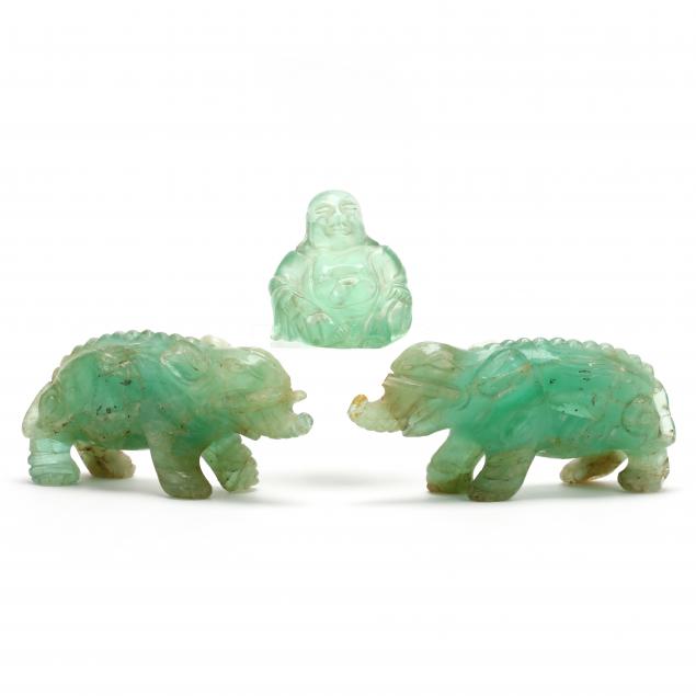 a-pair-of-chinese-carved-green-quartz-elephants-and-a-buddha