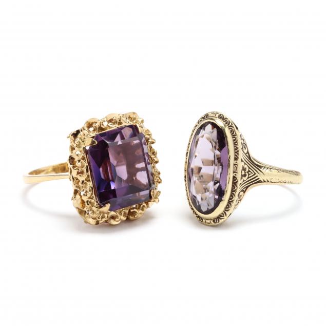 two-gold-and-gemstone-rings