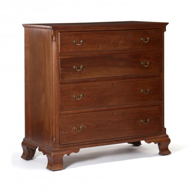 southern-chippendale-walnut-inlaid-chest-of-drawers