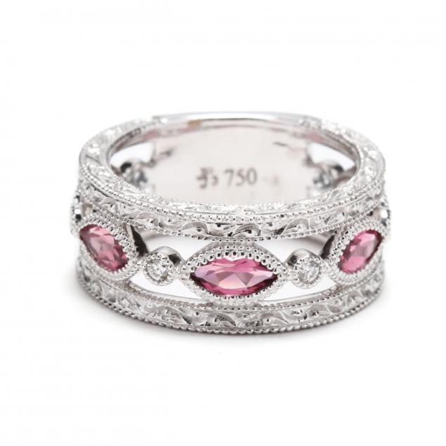 18kt-white-gold-pink-topaz-and-diamond-band-signed
