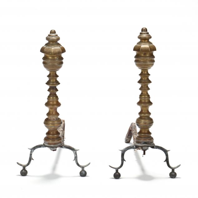 pair-of-chippendale-style-brass-andirons