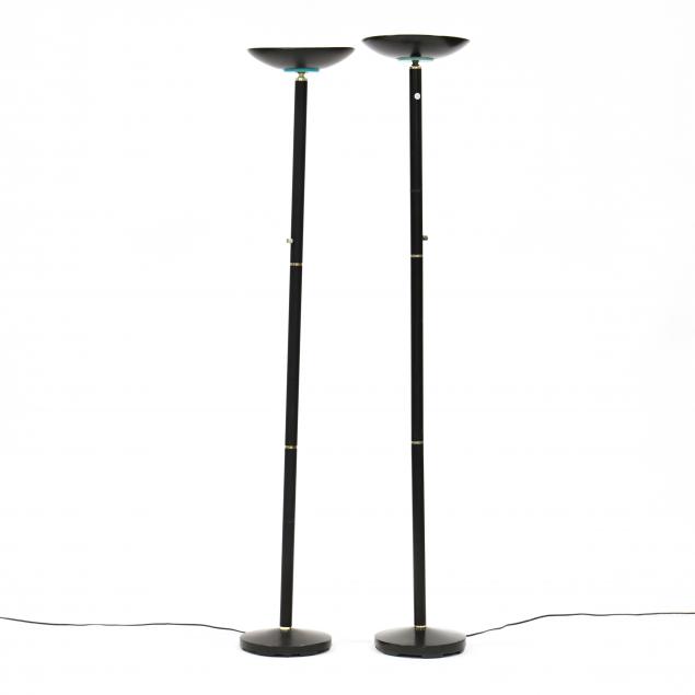 pair-of-modernist-black-torchiere-floor-lamps