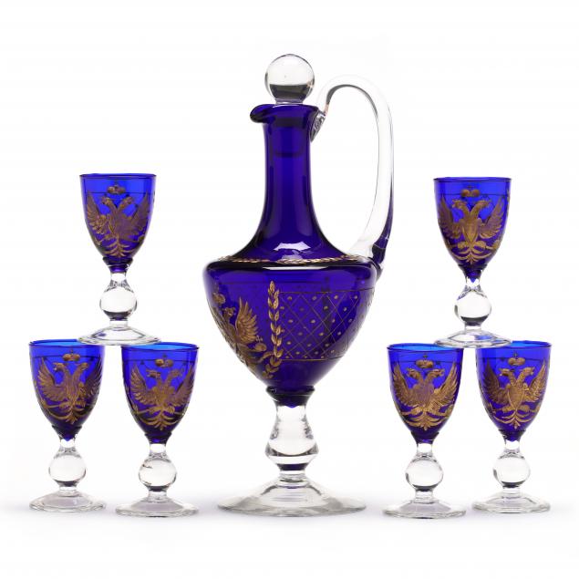 russian-engraved-cobalt-glass-vodka-set
