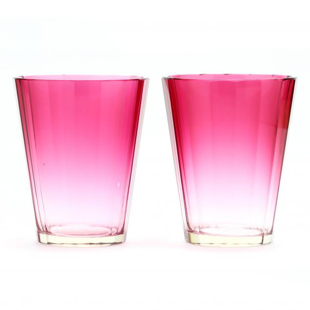 pair-of-cranberry-cut-glass-vases
