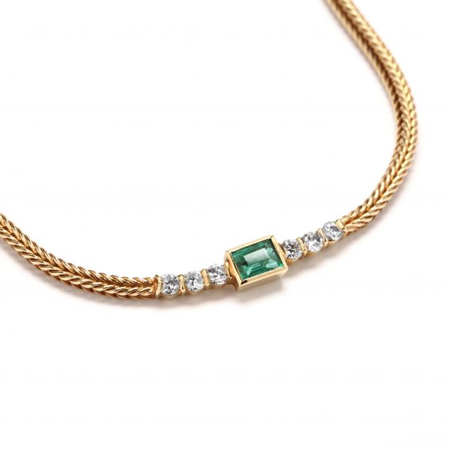 18kt-gold-emerald-and-diamond-necklace